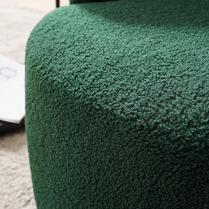 Swivel Chair Barrel Accent Sofa Modern Teddy Fabric Club 360 Degree Small Leisure Arm Chair for Nursery Living Room Hotel Bedroom Office Lounge Green 25.6D x 25.6W x 27.56H Inch