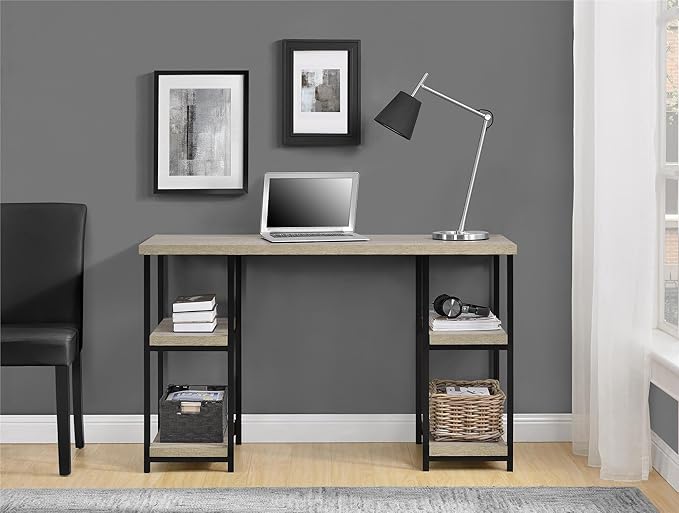 Ameriwood Home Elmwood Double Pedestal Computer Desk Distressed Gray Oak