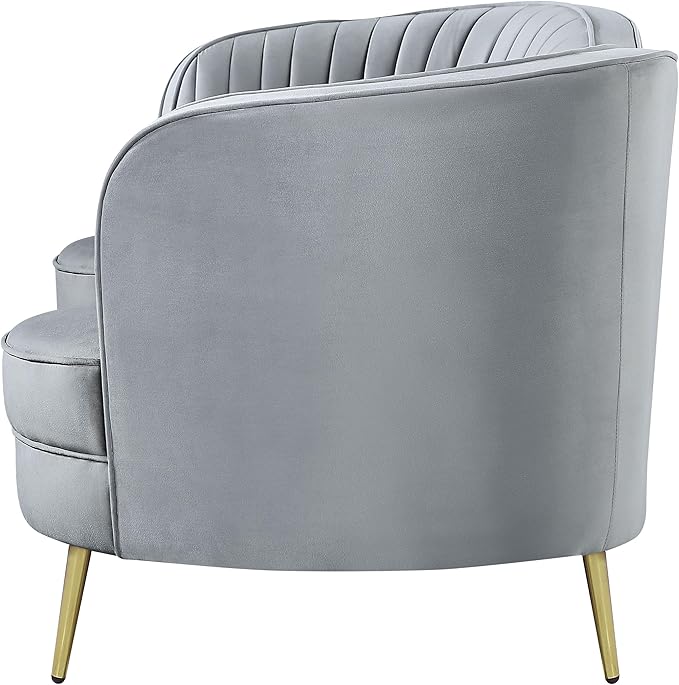 Coaster Home Furnishings - Sophia - Wood &amp Velvet - Upholstered Channel Tufted Loveseat with Inverted Camel Back and Golden Tapered Legs - Living Room - Gray - 506865