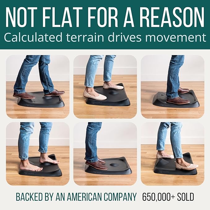 Topo Comfort Standing Desk Mat by Ergodriven | Not-Flat Anti-Fatigue Mat With Calculated Terrain | Office Accessories | Altostratus Grey