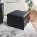 Naomi Home Modular Square Ottoman for Sectional Sofa Storage Ottoman Footrest Cube Seat Air Leather Upholstered Stool for Living Room Bedroom Entryway – Black