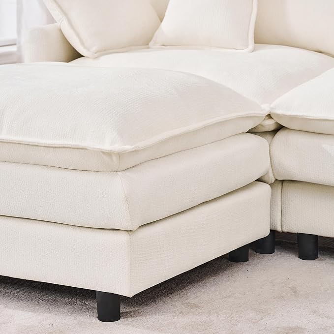 102 Modular Sectional Sofa Premium Chenille Cloud Couch with Reversible Ottoman L-Shaped Oversized Sofa with Side Storage Pockets for Multi-Scene Living Room &amp Home Office