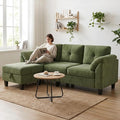 WEUP 79 Convertible Sectional Couch with Storage Ottoman L Shaped Small Sofa 4 Seat Couches for Living Room Apartment Small Space Green