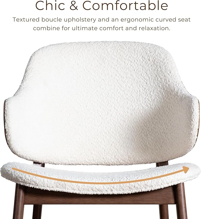 Furniture of America Callum Mid-Century Modern Solid Wood Brown Accent Chair with Wingback Comfortable Upholstered Seating for Home Office Living Room Walnut