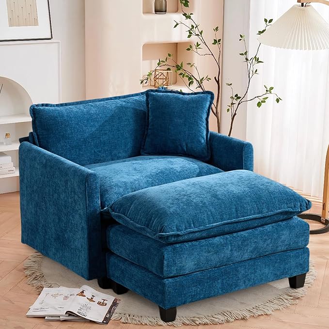 SoarFlash Chenille Sectional Sofa ArmrestsBlue