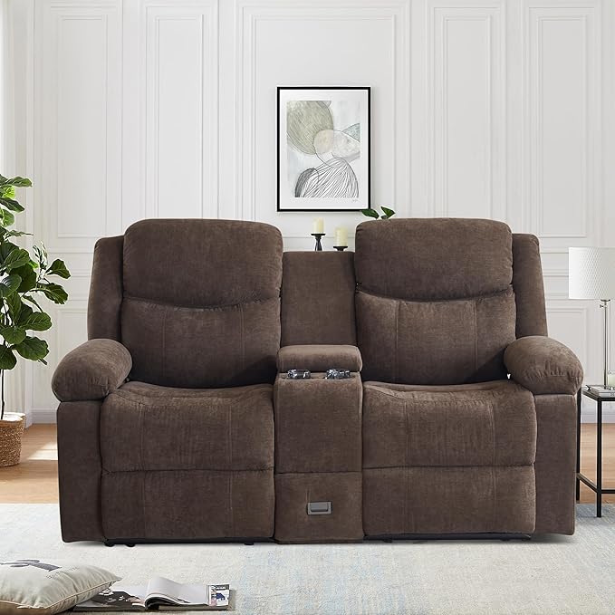 Reclining Loveseat Sofa with Heat and Massage 70 Leather Dual Recliner Couch with Cup Holders Storage Drawer &amp Infinite Reclining AnglesRecliner Sofa for Living Room Apartment RV