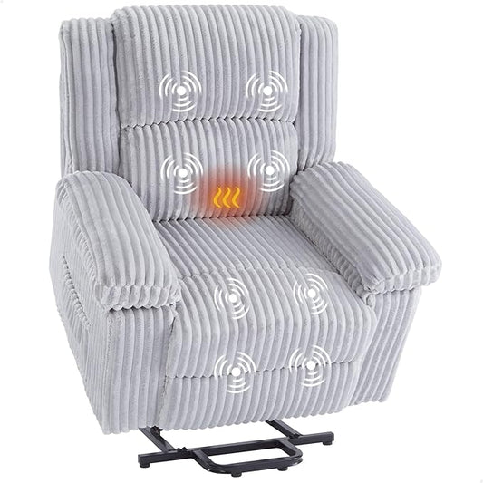 GarveeHome Power Lift Recliner Chair - Heat and Massage Electric Lift Plush Recliner with Soft Padded Seat Back Support &amp Armrests Designed for the Elderly and People with Mobility impaired