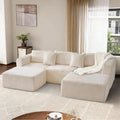 110 Corduroy Boneless Modular Sectional Sofa Cloud Couch with Memory Foam Deep Seats U-Shaped Couches for Living Room Bedroom and Apartment No Assembly Required Beige