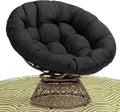 Bme 40 Ergonomic Wicker Papasan Chair with Soft Thick Density Fabric Cushion High Capacity Steel Frame 360 Degree Swivel for Living Bedroom Reading Room Lounge Onyx Stone - Brown Base