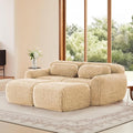 80.4”Boneless Cloud Couches Soft Fluffy Plush Fabric Modular Sectional Sofa Bed with 2 Ottoman Loveseat Light Khaki Couches No Assembly Required Comfy Sofa for Living Room