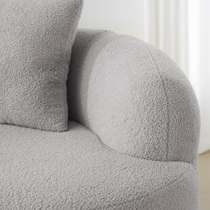 Aoowow 69.63 Curved Loveseat Sofa Modern Minimalist Sofa Comfy Cloud Deep Seat 2 Seater Sofa with 2 Pillows Compression Couch with Round Armrest for Living Room Small Space Grey