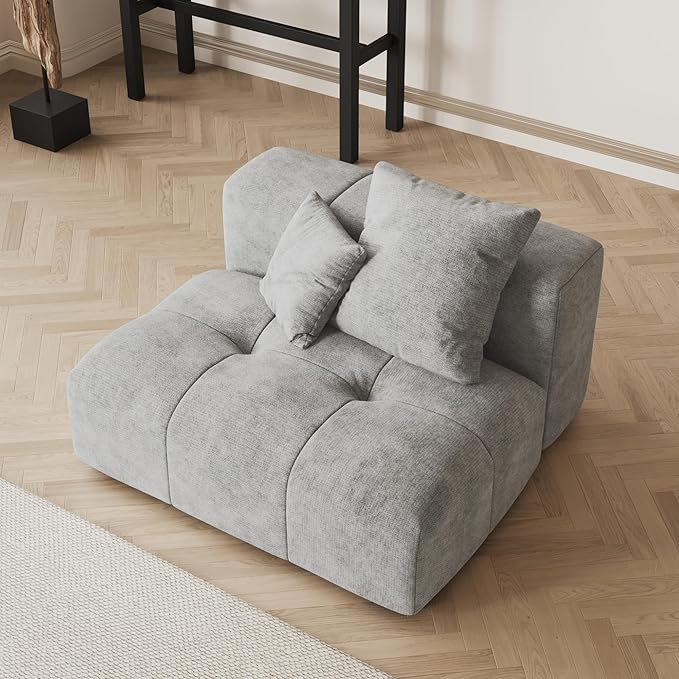 Modular Sectional Sofa Cloud Couch with Deep Seats Modern Sectional Couches for Living Room/Bedroom/Apartment Simple Assembly Gray Middle Modular