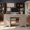 Chogori 55 Solid Wood Executive Desk Farmhouse Office Computer Desk with 5 Drawers &amp Storage Cabinet Wooden Writing Table for Home Office Study Bedroom (Gray)