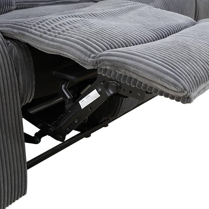 Manual Corduroy Recliner Chair Sofa for Living Room35 Ergonomic Reclining Chair with 10 Arm/Upholstered Seat/Metal FrameModern Single Couch for Rv Sofa/Home Theater/Office(Dark Grey)