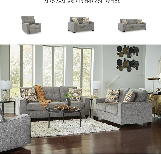 Signature Design by Ashley Fanciful Classic Sofa with Tufted Cushion and Removable Cushion Light Gray