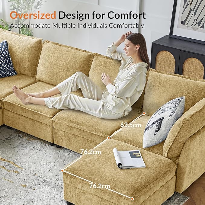 HULALA HOME Side Armrest Module for Sectional Sofa Couch One Armrest Included Cream