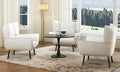 AMERLIFE Accent Chair Set- Upholstered Living Room Chair with High Wingback White Reading Armchair for Meeting Room Comfy Corduroy Chair Set of 3