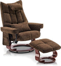 MCombo Swivel Recliner with Ottoman TV Chair Sets with Vibration Massage Ideal for Small Space Living Room &amp Bedroom 4188 4605 (Brown Base Brown)