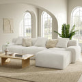LIKIMIO 118 Modular Sectional Sofa with Ottoman L-Shaped Boneless Couch with Deep Seat for Living Room No Assembly Required Corduroy Upholstery Beige