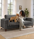 Tbfit 85 Corduroy Couch for Living Room 3 Seater Mid Century Modern Sofa with Spring Cusions &amp Extra Deep Seat for Bedroom Small Comfy Upholstered Couches Easy Assembly with Solid Wood Legs Gr