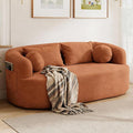 Loveseat Sofa 67.3 Boneless Curved Sofa Filling with Foam and Spring Chenille Small Love Seat for Small Spaces 4 Pillows and Side Pocket Living Room Apartment Bedroom No Assembly