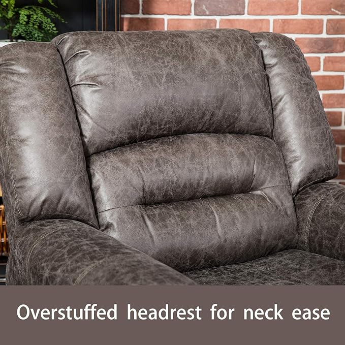 ANJ Electric Recliner Chair W/Breathable Bonded Leather Classic Single Sofa Home Theater Recliner Seating W/USB Port (Smoky Gray)