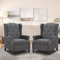 Wingback Recliner Chair with Massage and Heat Upholstered Fabric Living Room Chair Armchair with Nailhead TrimPush Back Recliner Chair with Remote ControlPadded Cushion (2 * Grey)