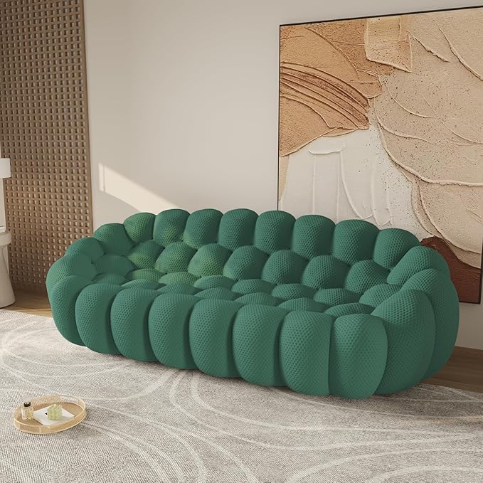 WJShome Modern Bubble Sofa Couch 98.43 Curved Sofas for Living Room Boneless Large Bean Bag ChairDeep Seat 3 Seater Floor Sofas Chair Lounge for HomeGreen