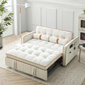3-in-1 Convertible Sleeper Sofa Bed55.5 Modern Velvet Tufted Pull Out Couch BedFuton Small Love Seat Sofa with Adjustable Backrest&ampCylinder Pillows for Living RoomBedroomApartment(Beige)