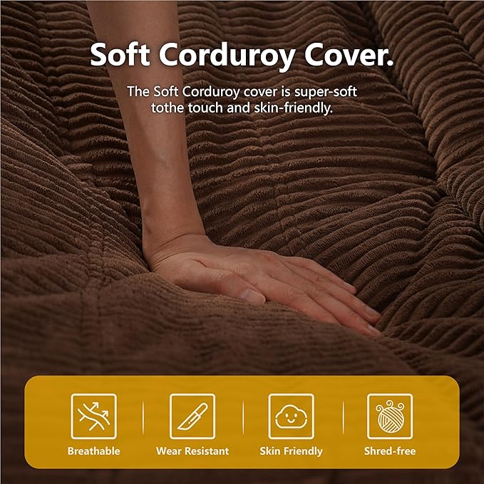 N&ampV Fireside Chair Mid Century Armless Floor Sofa Soft Premium Corduroy Floor Lounge Chair Foam Sofa Accent Chair for Living Room Bedroom and Office (Mint)