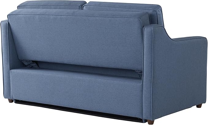 Serta® Corren 68.1 Queen Sized Convertible Sofa Dream Coil® Comfort Fingerguard® Pinch Point Protection Sofa Chenille Fabric Navy Blue