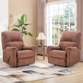 CANMOV Rocker Recliner Chair for Adults Set of 2Manual Recliner Chair with Overstuffed Backrest and Armrests Soft Fabric Manual Rocking Reclining Sofa for Living RoomBrown
