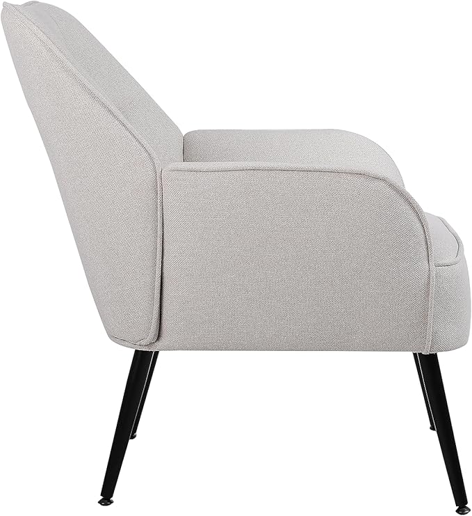Modern Mid Century Chair Linen Sherpa Armchair for Living Room Bedroom Office Easy Assemble(Beige)