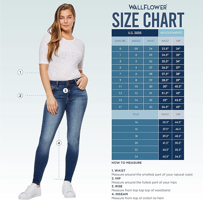WallFlower Luscious Curvy Bootcut Jeans for Women Mid-Rise Insta Stretch Denim Size-Inclusive Juniors Jeans