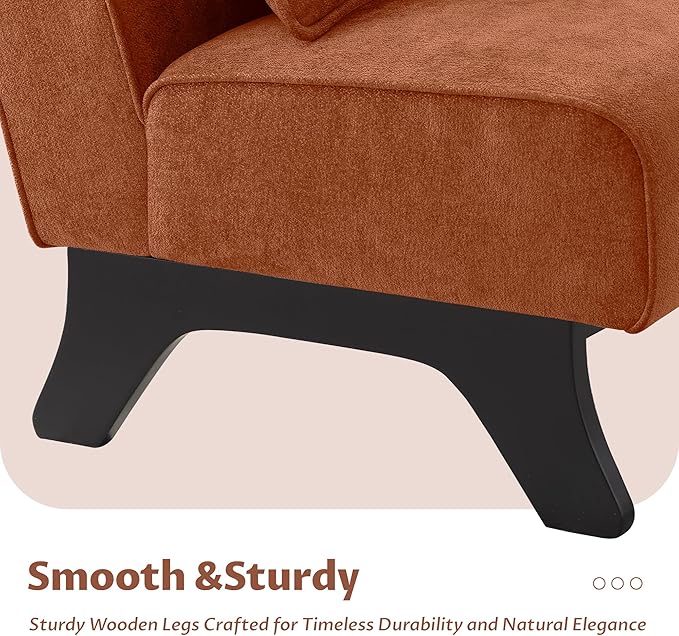 Upholstered Armless Accent ChairModern Comfy Living Room Chairs with Wooden Legs&amp PillowsLounge Sofa Side Chair for Bedroom Farmhouse Reading (Charcoal Gray 1 PC)