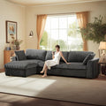 130 Sectional Couches for Living Room Boneless Couch Upholstered Cloud Couch Sectional Modular Sectional Sofa with L Shaped (Dark Grey 3 Seat+1 Ottoman)