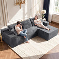 Grey Modular Sectional Couch with 108 L-Shape Chaise Deep Seat Corduroy Sofa Plush Fabric Cloud-Like Couches for Living Room No Assembly Modern Minimalist Furniture (Left Facing Chaise)