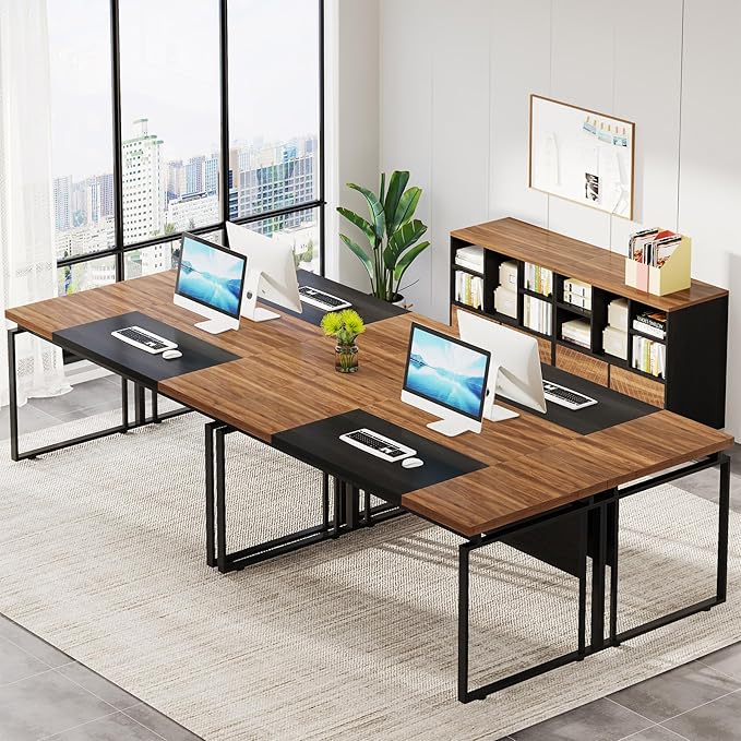 Tribesigns 63 Computer Desk Home Office Desk Writing Table for Workstation Modern Executive Desk with Sturdy Legs (Only Table) (Walnut &amp Black)
