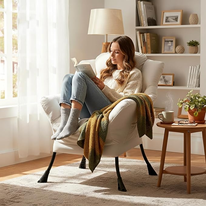 Lazy Chair Large Accent Chair Modern Comfy Armchair Beige Chair for Living Room Bedroom Dorm Room Office Apartment Reading Relaxing Use