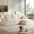 Homall Sectional Couches for Living Room Modern Boneless Couch with Deep Seat Upholstered Cloud Sofa No Assembly Required (Beige L Shaped Sofa)