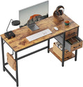 CubiCubi Computer Desk with 2 Drawers 47 Inch Small Home Office Desk Study Writing Table Rustic Brown
