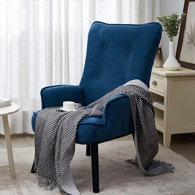 Velvet Fabric Padded Seat Chair with High Backrest and ArmrestsModern Folding Lounge Chaise for Living Room and Bedroom Djustable Foldable Modern Leisure Sofa Video Gaming Sofa