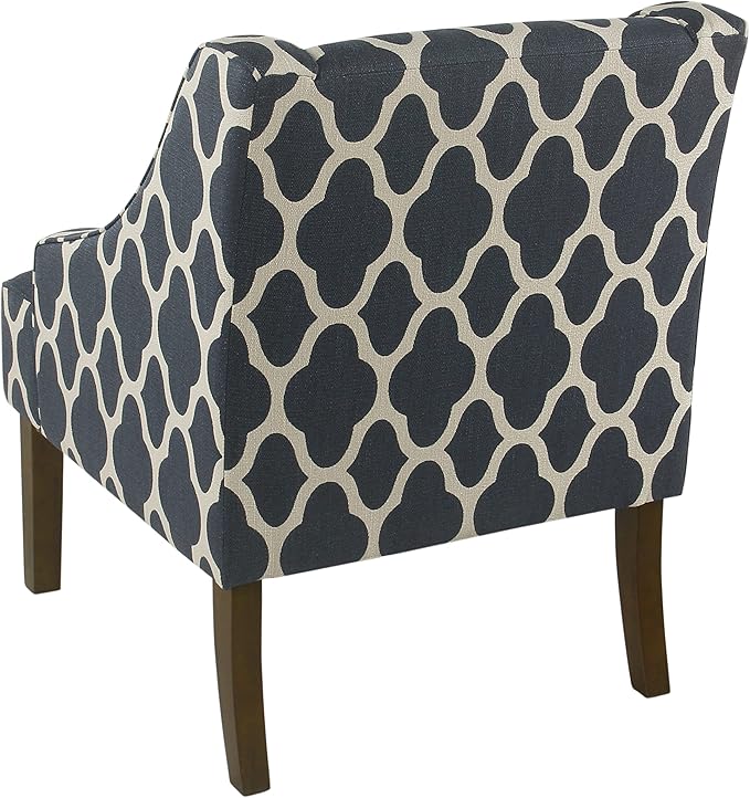 Homepop Home Decor | Upholstered Classic Swoop Arm Accent Chair | Accent Chairs for Living Room &amp Bedroom | Decorative Home Furniture Dark Navy Geometric