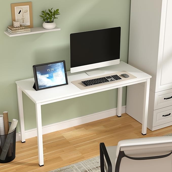 Computer Desk for Small SpaceModern Simple Laptop DeskComputer Table Study Writing Desk for Home OfficeDining RoomLiving Room (White 55 * 23.5in)