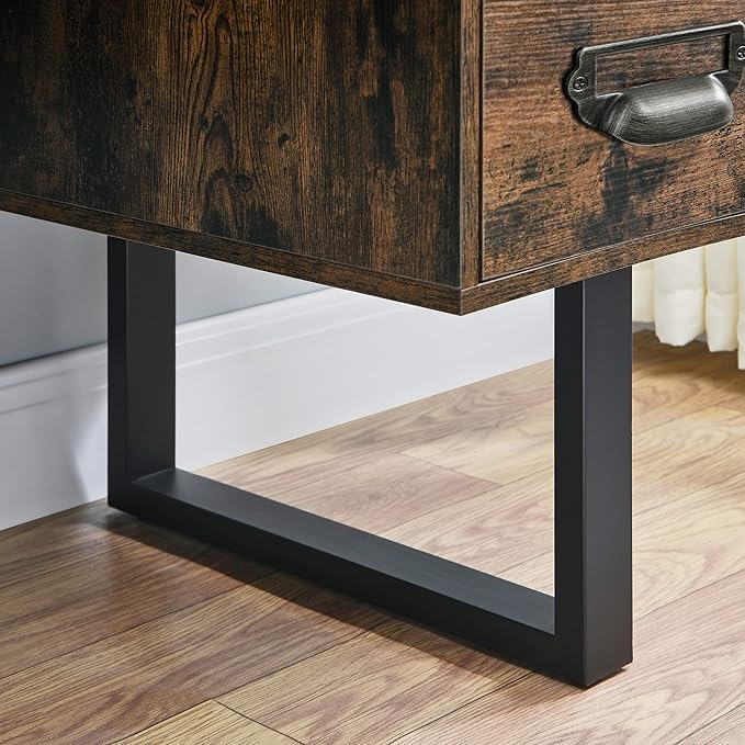 LEEMTORIG Computer Desk with Drawers 59 inch Large PC Gaming Desk Modern Industrial Study Student Writing Table Workstation Black &amp Rustic Brown CTSZ-20401-CM