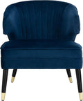 Safavieh Home Stazia Retro Glam Navy Velvet and Black Wingback Accent Chair