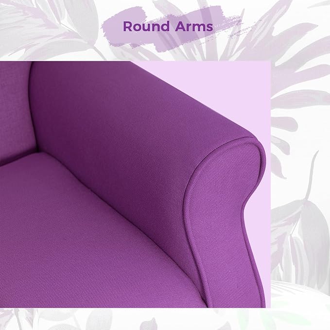 MELLCOM Fabric Living Room Chair Modern Upholstered Accent Chair with Solid Wood Legs and High Back Single Sofa Club Chair for Living Room Bedroom and Home Office Purple
