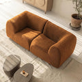 Loveseat Modular Sofa 2-Piece Sectional Curved Couches with High-Density Foam 76 Boneless Sherpa Deep Seat Couch with Armrest Cloud Soft Lounge Modern Sofas for Living Room – No Assembly Brown
