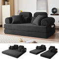 79 Boneless Couch with High Backrest Headrest Comfy Modular Foldable Floor Sleeper Sofa 5-in-1 Convertible Sofa Bed for Living Room Bedroom Lounge Studio Black