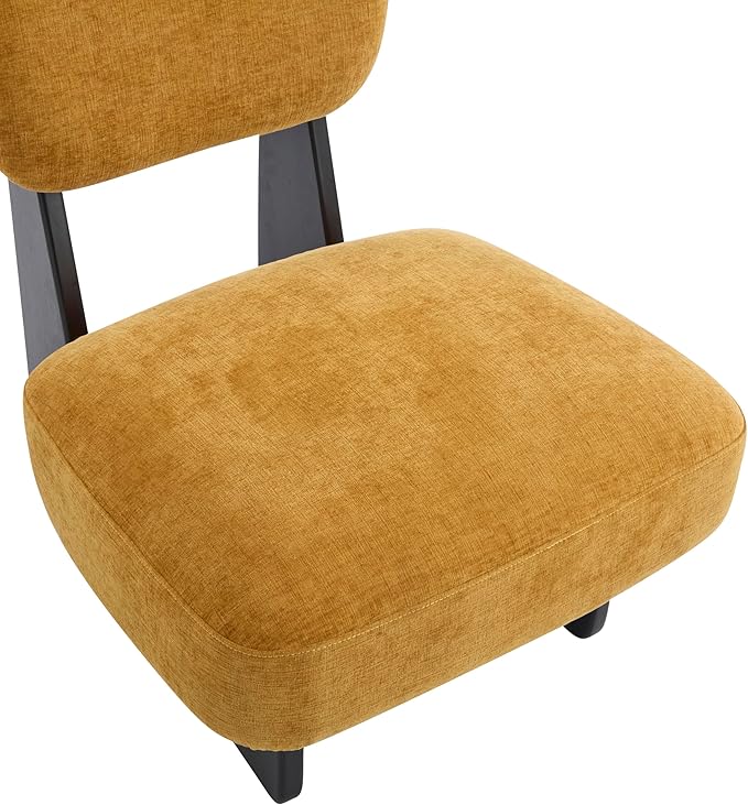 Set of Two Accent Chairs Chairs Living Room Set of 2 - Comfortable Accent Chair with Soft Upholstery Armless Chair with Wood Base for Small Spaces Living Room Bedroom (Black+Yellow)